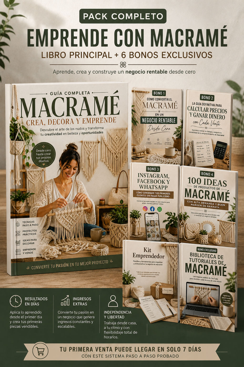 Emprende con Macramé + 6 BONOS: Comienza a GANAR dinero con esta habilidad